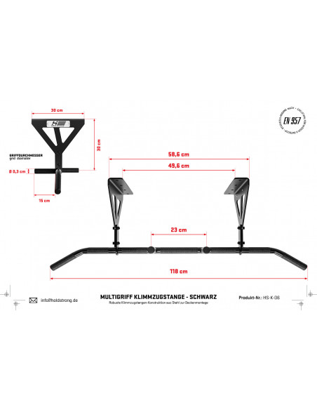 HOLD STRONG Multigriff Klimmzugstange - Deckenmontage-5